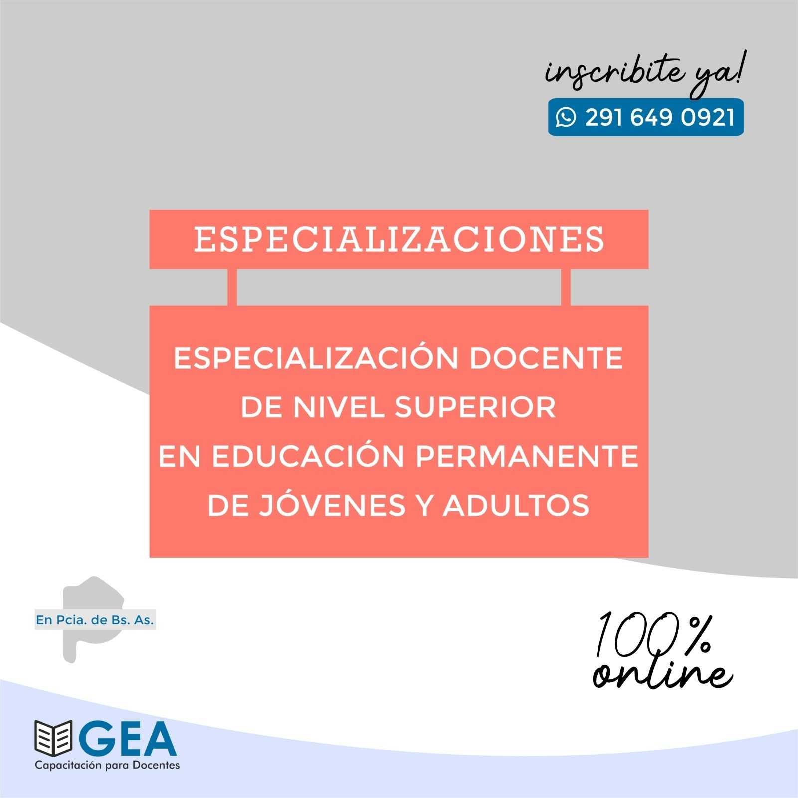 Especialización Docente de Nivel Superior en
Educación Permanente de Jóvenes y Adultos